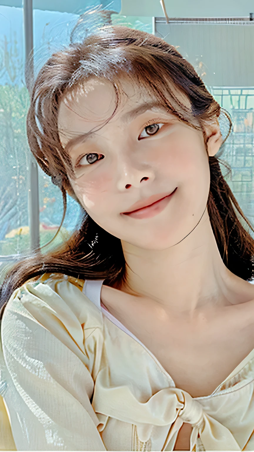 highest quality、shape、 Super detailed、finely、 High resolution、8k wallpaper、perfect dynamic composition shape、 beautiful girl、A neat and mature highl girl、detailed beautiful face、detailed beautiful eyes、rough skin、faint smile、big breasts、full ooking at the viewer、Smile))