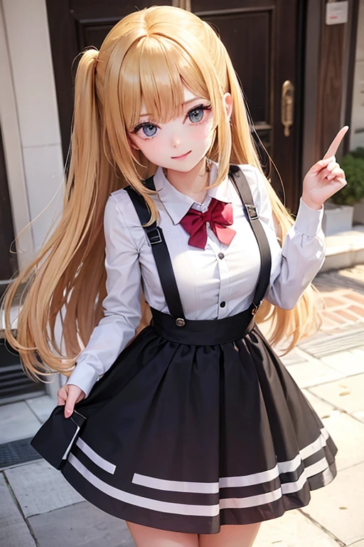 beautiful girl, stocky, eyelashes, shirt drees, very friendly, anime