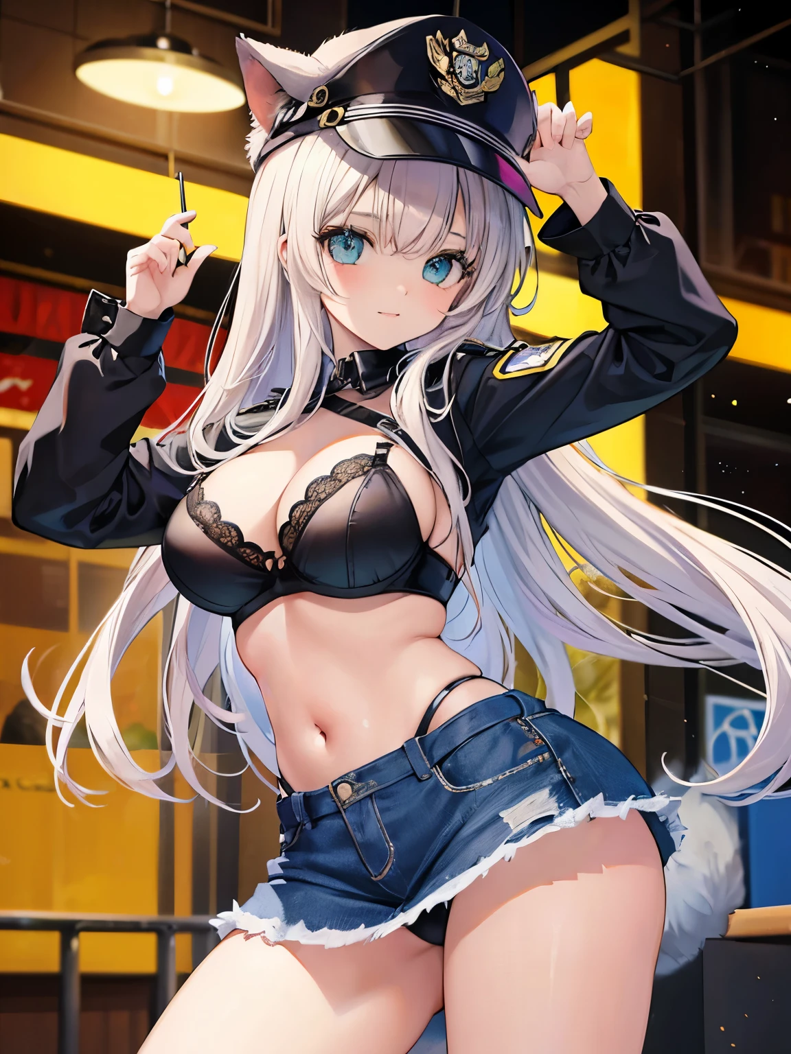 Ainda um gatinho (DXD), 1 garota, policial,bra, police hat, Policial, seios muito grandes,