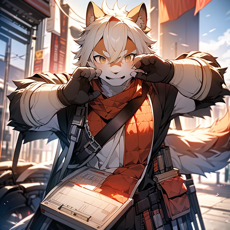 top quality, High quality illustrations((masterpiece))depth of field, motion blur, Ridiculous, perfect anatomy, magnificent picture of Kanno fighting fierce battles, Kanno, 1 boy, focus only, Humanity((dramatic))epic, arms, dynamic poses, A scene from a movie,