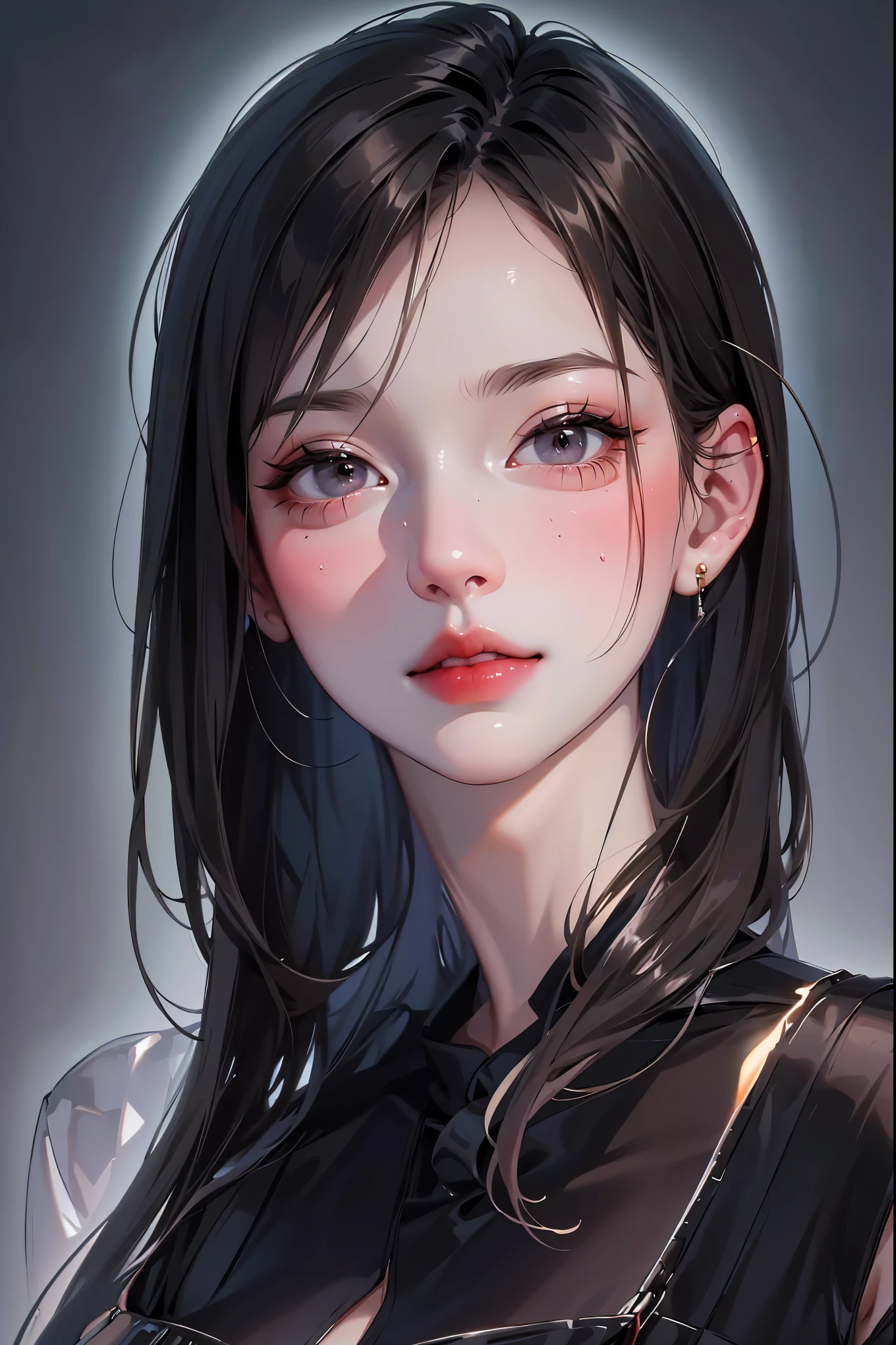 (Representative works: 1.3), (8K, realistic, RAW photo, best image quality: 1.4), (30 year old mature woman),small face, beautiful face, (realistic face),no makeup、natural makeup、light makeup、 (Dark brown, short hair: 1.3), beautiful hairstyle, realistic eyes, detailed and beautiful eyes, (realistic肌), beautiful skin, (sweater),、Bust A cup、 confused, charm, 超High resolution, Super realistic, High resolution, golden ratio, ff tifa、gray background、