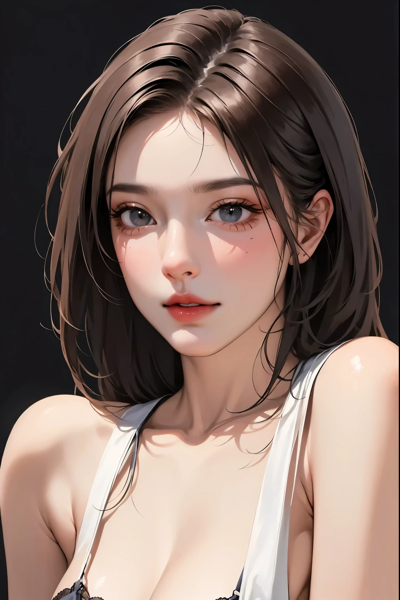 (Representative works: 1.3), (8K, realistic, RAW photo, best image quality: 1.4), (30 year old mature woman),small face, beautiful face, (realistic face),no makeup、natural makeup、light makeup、 (Dark brown, short hair: 1.3), beautiful hairstyle, realistic eyes, detailed and beautiful eyes, (realistic肌), beautiful skin, (sweater),、Bust A cup、 confused, charm, 超High resolution, Super realistic, High resolution, golden ratio, ff tifa、gray background、