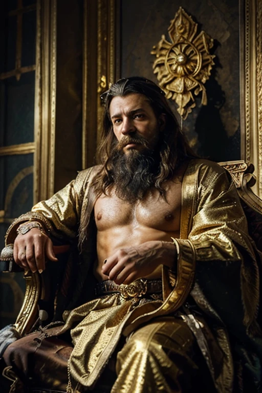arafed man in a crown sitting on a throne holding a crown, shutterstock, renaissance, with scepter and crown, the new king of great britain, wearing kings crown, bejewelled and encrusted royalty, richard iv the roman king photo, wearing a royal robe, holding a scepter, man with a crown