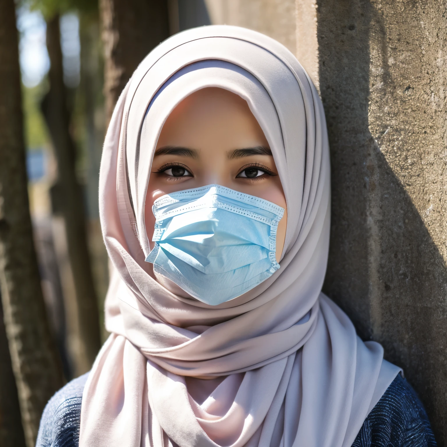 Hijabi girl wearing kefiyeh mask