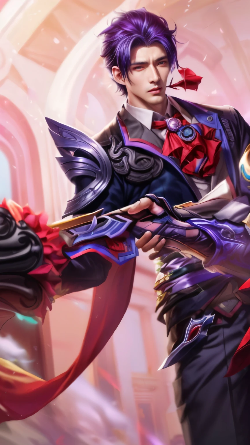 a close up of a man with a black hair and a blue jacket, sylas, arcane jayce, tane skin, zhao yun, ashe, leblanc, nasus, casimir art, splash art, thertrevkaiser, inspired by Huang Shen, range murata and artgerm, kda, style of kieran yanner, heise jinyao
