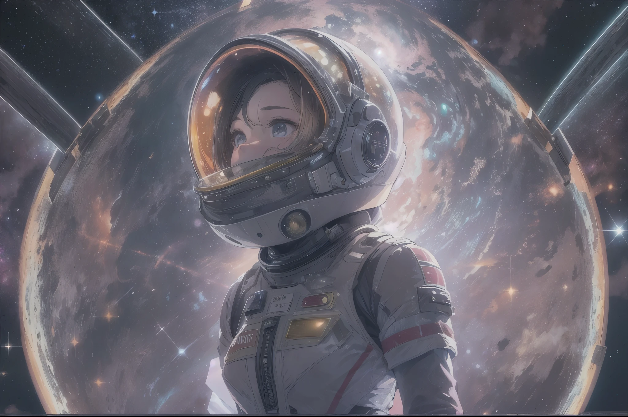 (best quality,4k,8k,highres,masterpiece:1.2),ultra-detailed,(realistic,photorealistic,photo-realistic:1.37),girl anime astronaut,traveling through the universe,planets,galaxies,neon,outer space,space exploration,nebulae,astronaut suit,visually stunning,otherworldly,cosmic adventure,vibrant colors,deep space,star clusters,stellar formations,majestic,zero gravity,distant galaxies,cosmic dust,pulsing lights,interstellar travel,spectral hues,light-year journey,galactic explorer,enchanting backdrop,luminous atmosphere,extraterrestrial landscapes,interplanetary expedition,exploring the unknown,astronomical wonders,dark matter,cosmic mysteries,celestial wonders,spacecraft,cosmic voyager,sparkling stars,dazzling phenomenon,universe's secrets,galactic spectacleincredible universe,limitless possibilities,cosmic beauty