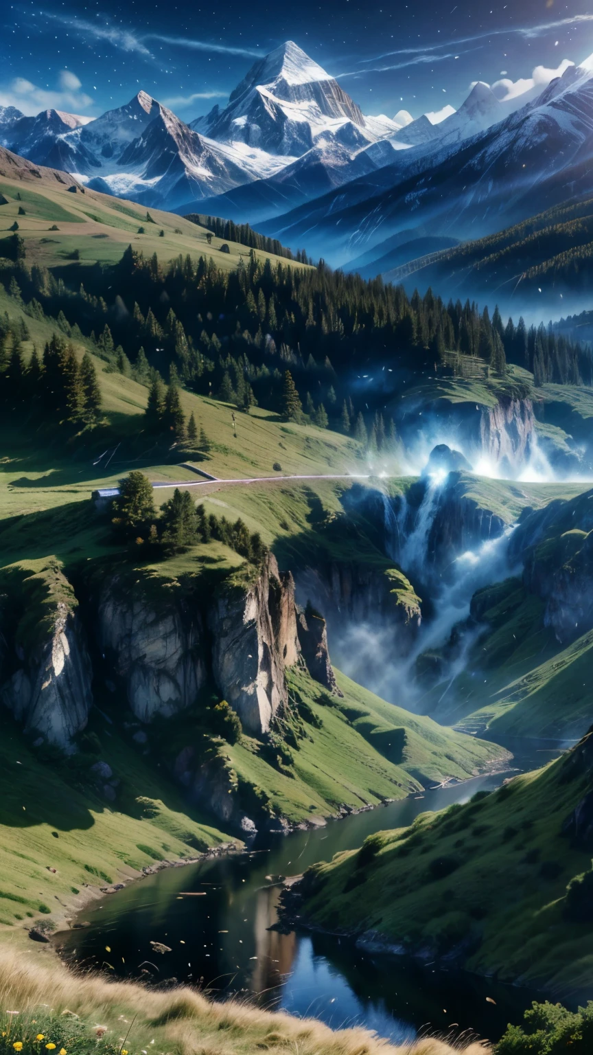 (Logo, Awesome, 8K, Tabletop, Raw Photo, Awesome, Top Quality, High Quality, Highly Detailed, Particle Effects, Dynamic Effects, Raytracing, Tabletop, Realistic, Ultra HD, Fantasy), Wind, Story Poetry, the beauty and brilliance of mountains and forests, the silence and beauty of the grasslands and vast lands of the world.