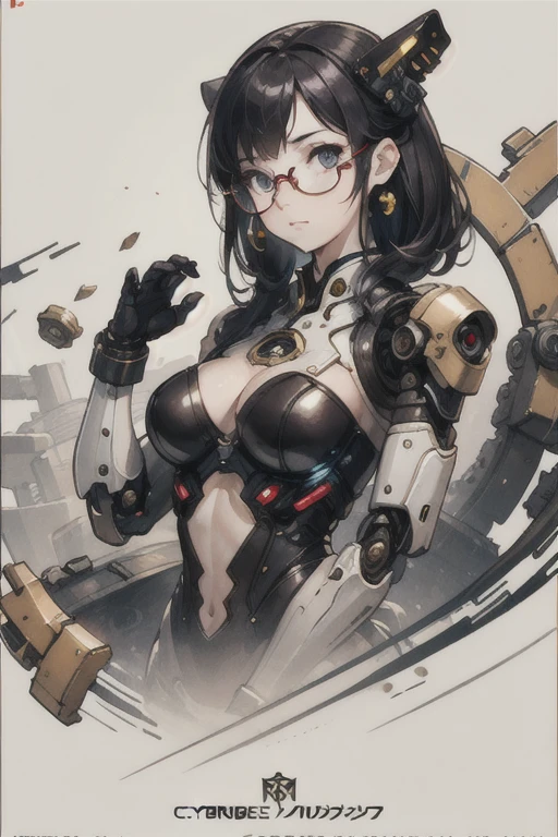 1 chica, a girl in cybernetic chinese costume, dynamic pose, dynamic angle, ciberpunk, upper body photo new cyber chinese style suit_glasses alphonse mucha jakubrozalskistyle ciberpunk android-seams reelmech Painted poster