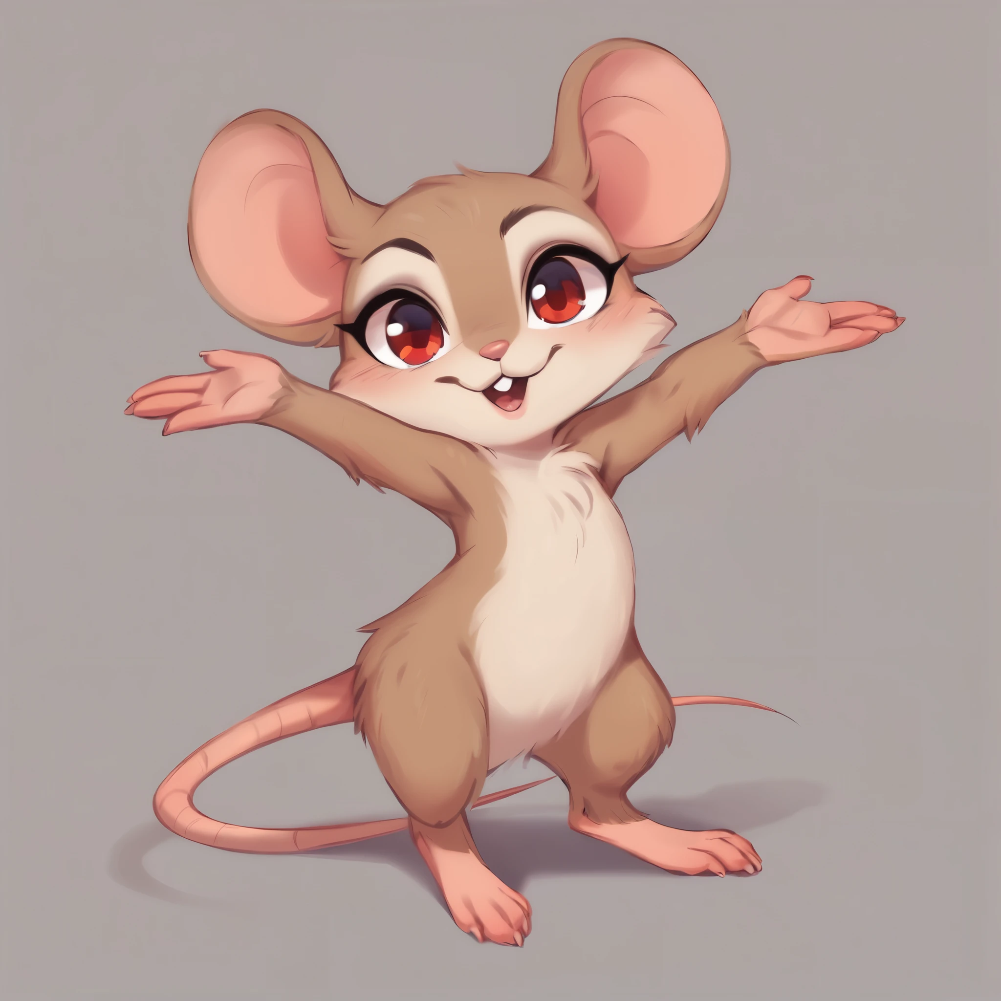 score_9, score_8_up, score_7_up, score_6_up, score_5_up, score_4_up, show accurate, avatar style image, only the head, background circle, simple background, (solo), (semi anthro), mouse, female mouse, fur body, ultra fine fur, standing, red eyes, ((light brown dull fur)), kind look, hairless, bald, 