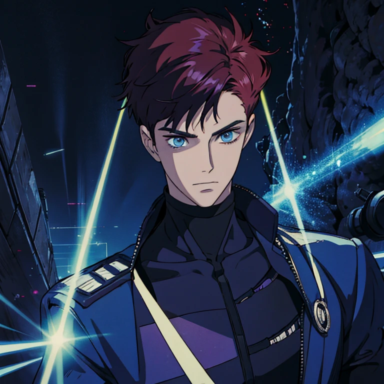 Scott summers, cycplops, goth xmen, laser beams shooting out,