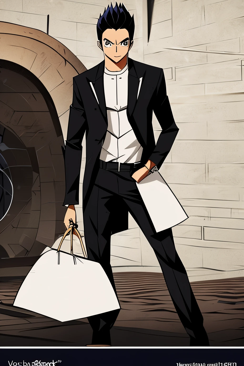 young man short hair, man,  White shirt, black hair, fashionable, young, black man, Zoro hairstyle, black hair, Suit，Clothes are tight