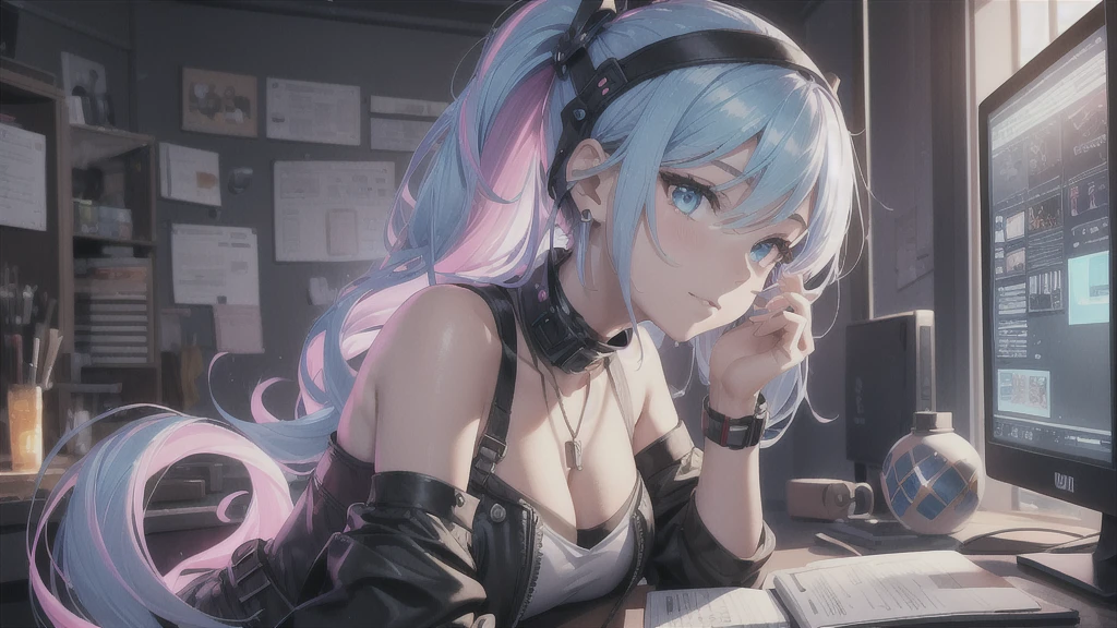 ((Masterpiece)), retina, wide-shot, cinematic lighting, very messy hair, (badly tattered dirty cheep camisole, exposed breast, Slender small breasts, glasgow smile), (Inorganic and very clean pure white room, Restraints with handcuffs), Textured skin, light purple hair, Cute Beautiful girl