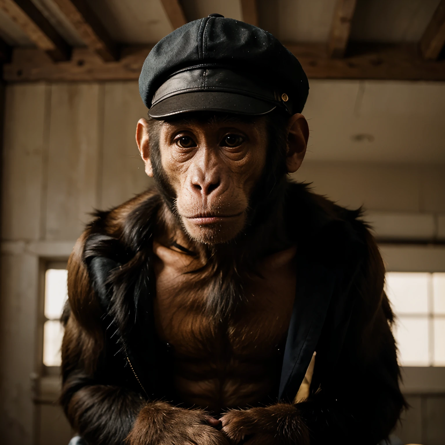 A monkey with cap