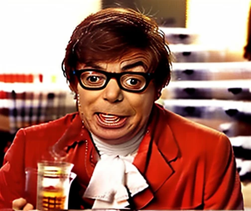 Austin Powers drinking Pepsi Maple Syrup in IHOP