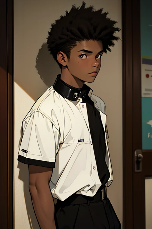 hay un Adolescente negro con un collar en el cuello, around 19 years, taken in the late 2000s, taken in the mid 2000s, taken in the early 2020s, riyahd cassiem, Adolescente negro, foto de perfil, foto de perfil, around 20 years