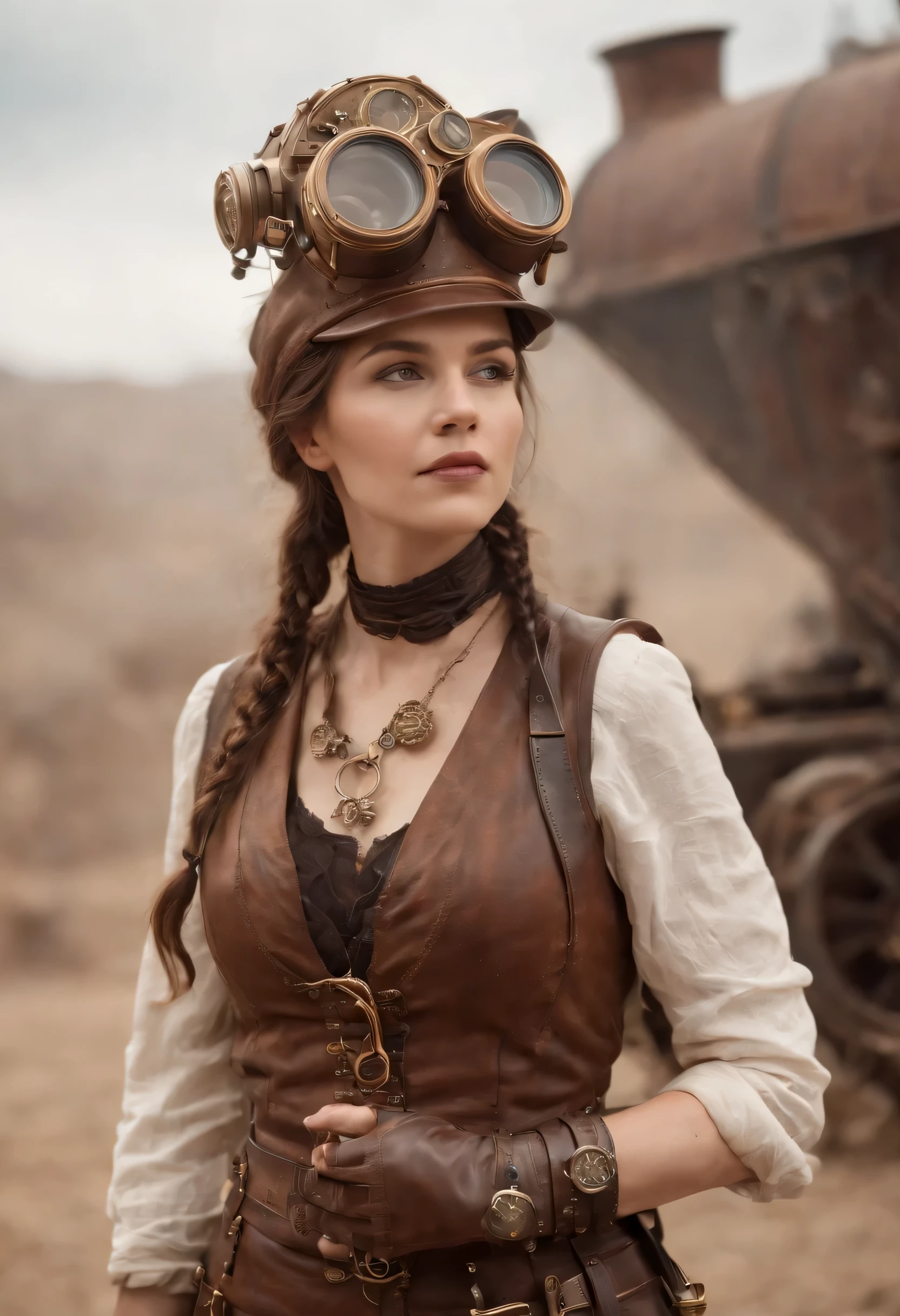 a full body of a Steampunking Explorer ,intrinsic details,masterpiece,hyper realistic, hd, 8k