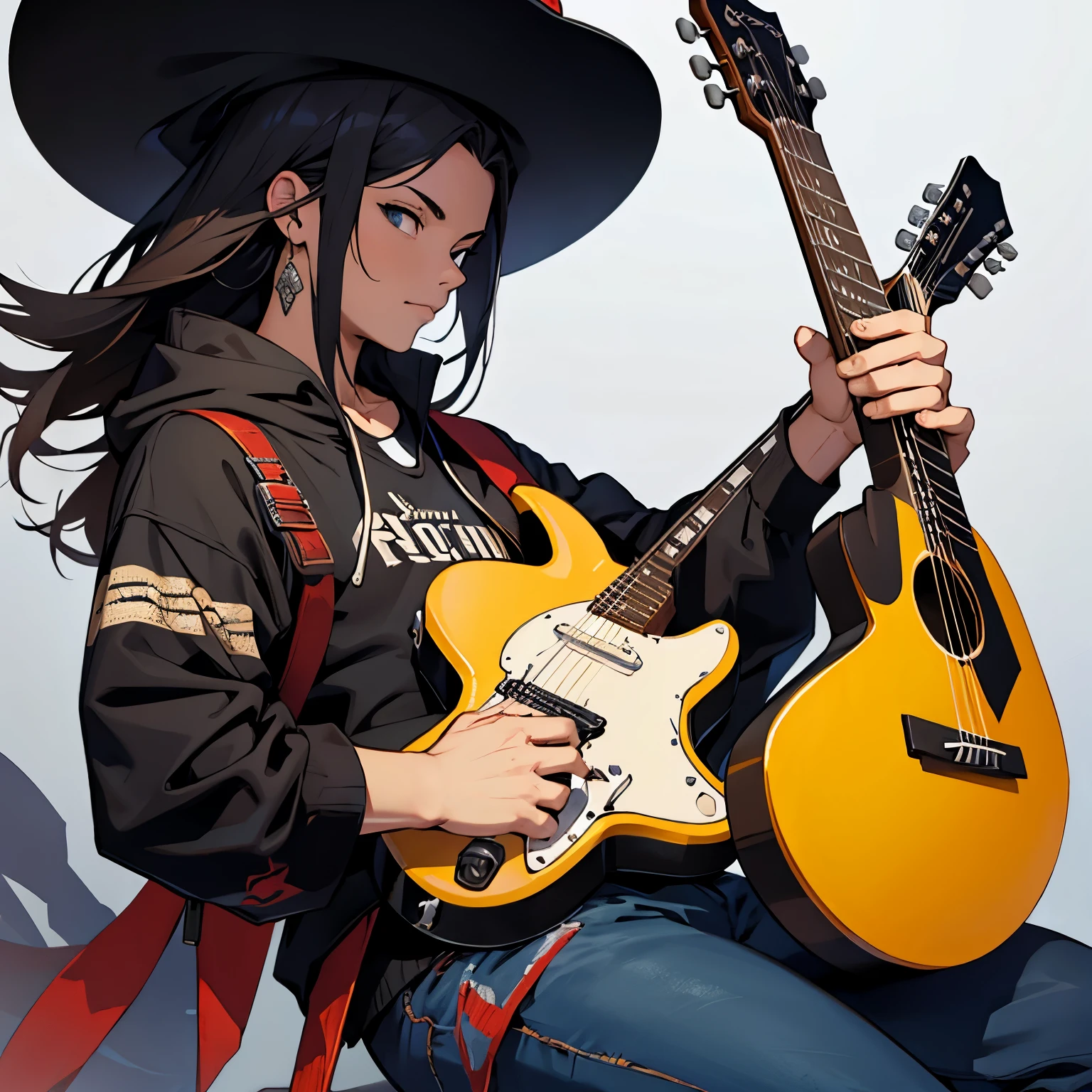 Metaleiro com uma guitarra que parece um machado