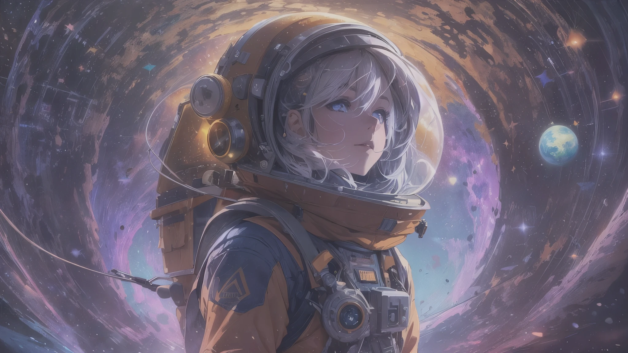 (best quality,4k,8k,highres,masterpiece:1.2),ultra-detailed,(realistic,photorealistic,photo-realistic:1.37),girl anime astronaut,traveling through the universe,planets,galaxies,neon,outer space,space exploration,nebulae,astronaut suit,visually stunning,otherworldly,cosmic adventure,vibrant colors,deep space,star clusters,stellar formations,majestic,zero gravity,distant galaxies,cosmic dust,pulsing lights,interstellar travel,spectral hues,light-year journey,galactic explorer,enchanting backdrop,luminous atmosphere,extraterrestrial landscapes,interplanetary expedition,exploring the unknown,astronomical wonders,dark matter,cosmic mysteries,celestial wonders,spacecraft,cosmic voyager,sparkling stars,dazzling phenomenon,universe's secrets,galactic spectacleincredible universe,limitless possibilities,cosmic beauty
