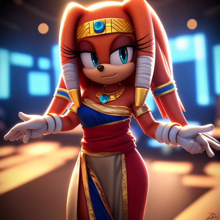 ((Masterpiece)), high quality, studio quality, intricate details, correct anatomy, 4k, 1girl, Tikal the echidna, altair_ibn_la-ahad_(cosplay)