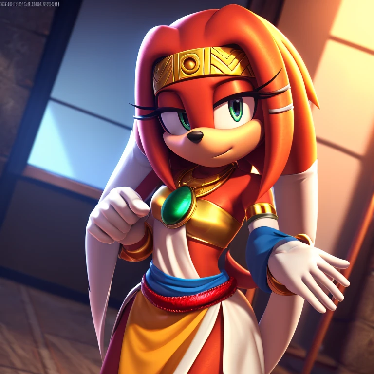 ((Masterpiece)), high quality, studio quality, intricate details, correct anatomy, 4k, 1girl, Tikal the echidna, altair_ibn_la-ahad_(cosplay)
