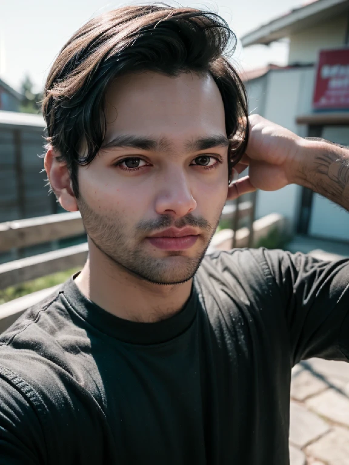 A beautiful young bearded man with highly detailed skin looking at the camera,8k,high res, soft light,no contrast,ultra realistic, photorealism.((real life photo,realistic:1.9, short beard:1)), HDR, emotions joy