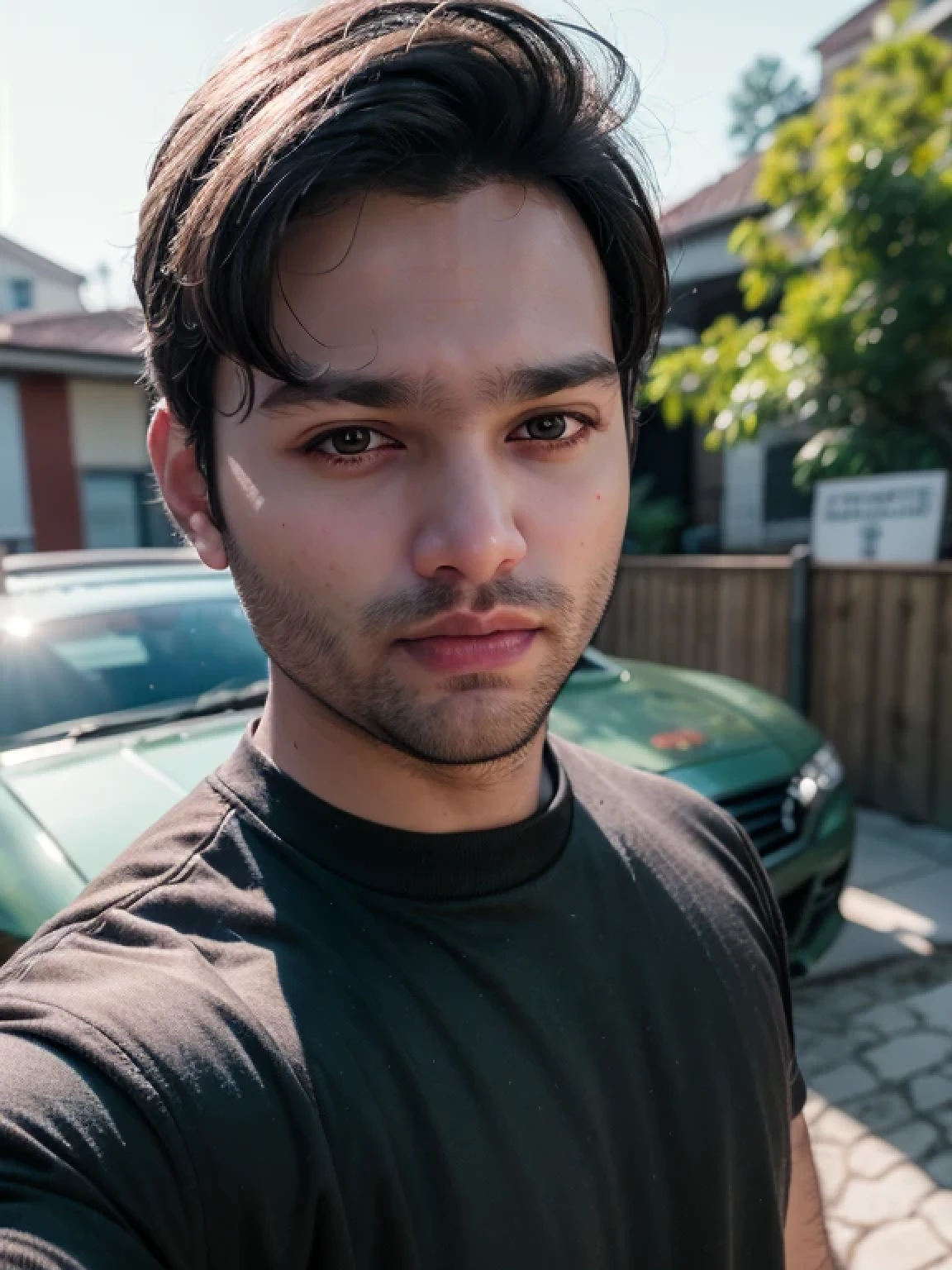 A beautiful young bearded man with highly detailed skin looking at the camera,8k,high res, soft light,no contrast,ultra realistic, photorealism.((real life photo,realistic:1.9, short beard:1)), HDR, emotions joy 
