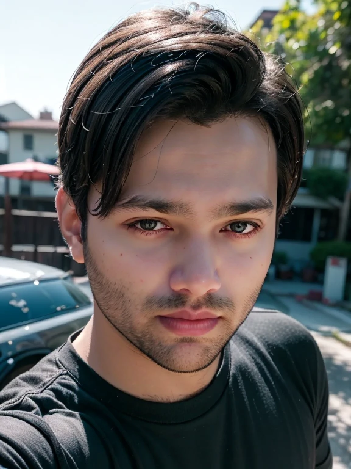 A beautiful young bearded man with highly detailed skin looking at the camera,8k,high res, soft light,no contrast,ultra realistic, photorealism.((real life photo,realistic:1.9, short beard:1)), HDR, emotions joy