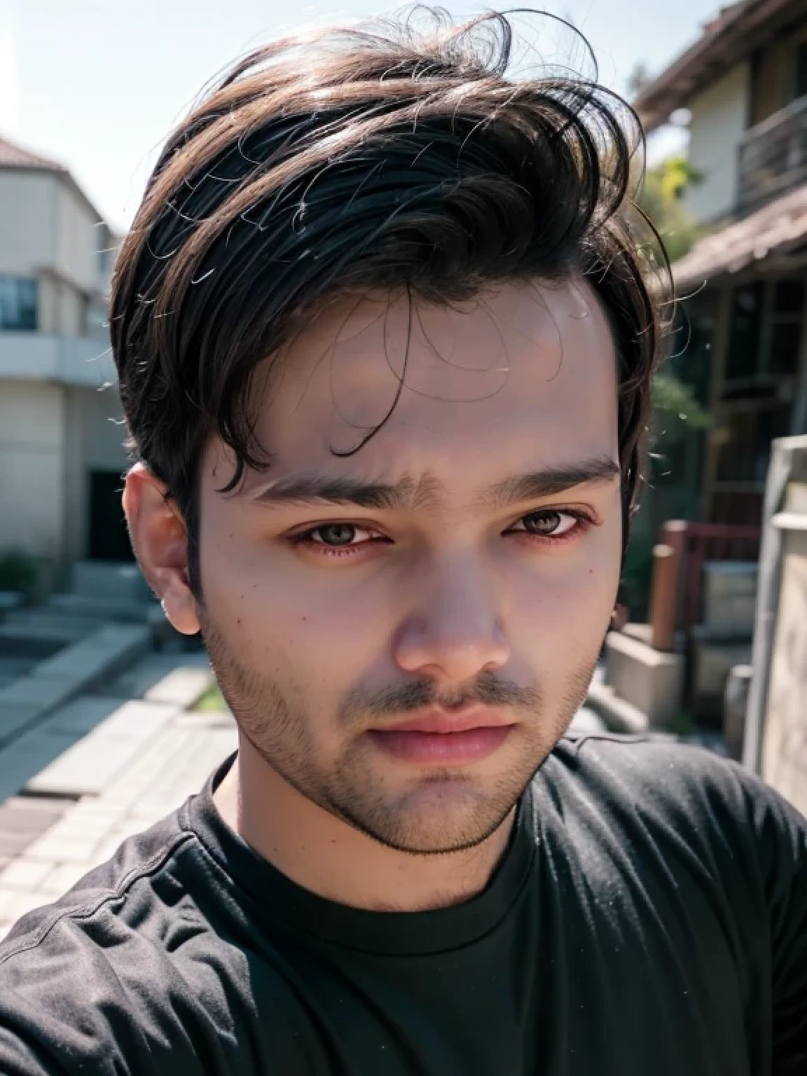 A beautiful young bearded man with highly detailed skin looking at the camera,8k,high res, soft light,no contrast,ultra realistic, photorealism.((real life photo,realistic:1.9, short beard:1)), HDR, emotions joy