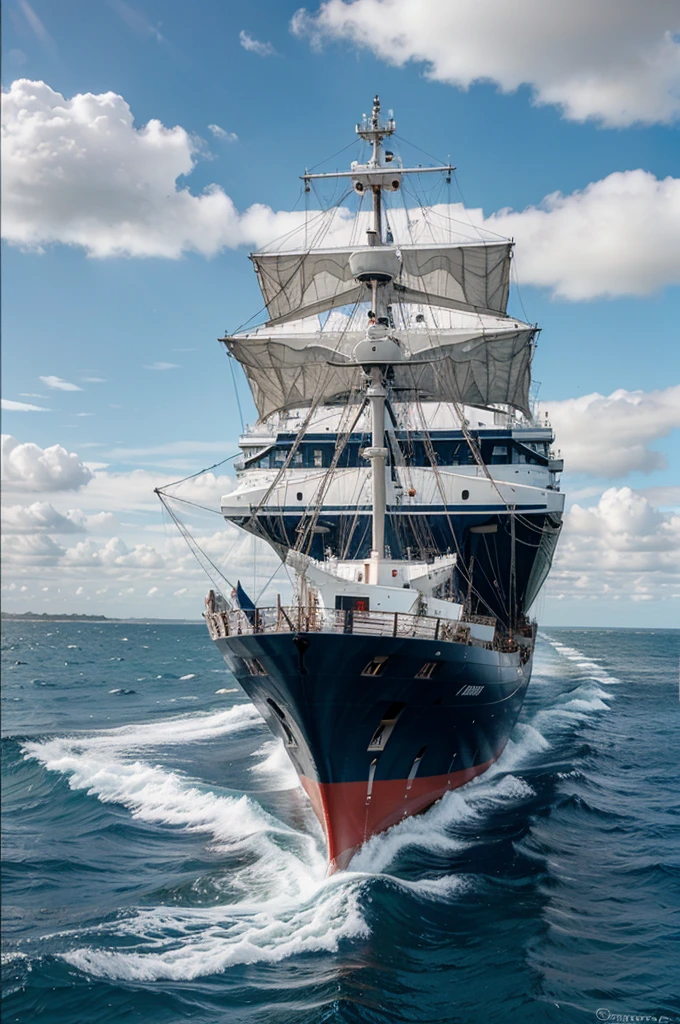 Draw the sea and the ship
