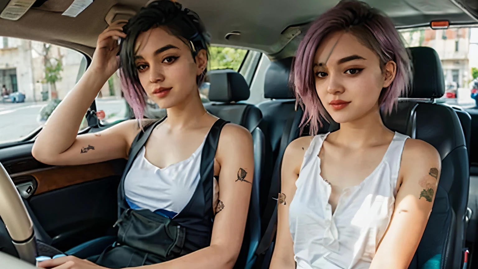 Aranya and Judy Álvarez Girl with long white hair, white shirt traveling to Italy with her girlfriend Judy Álvarez