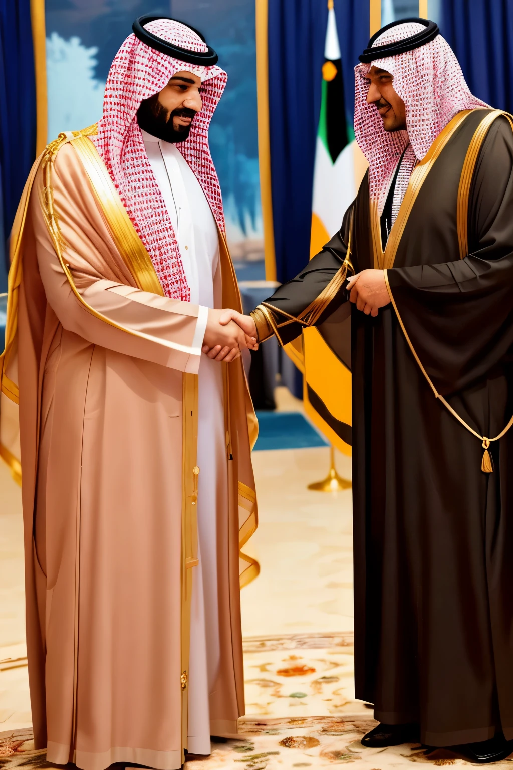 Prince Mohammed bin Salman in the present shakes hands with King Abdulaziz Al Saud in the past