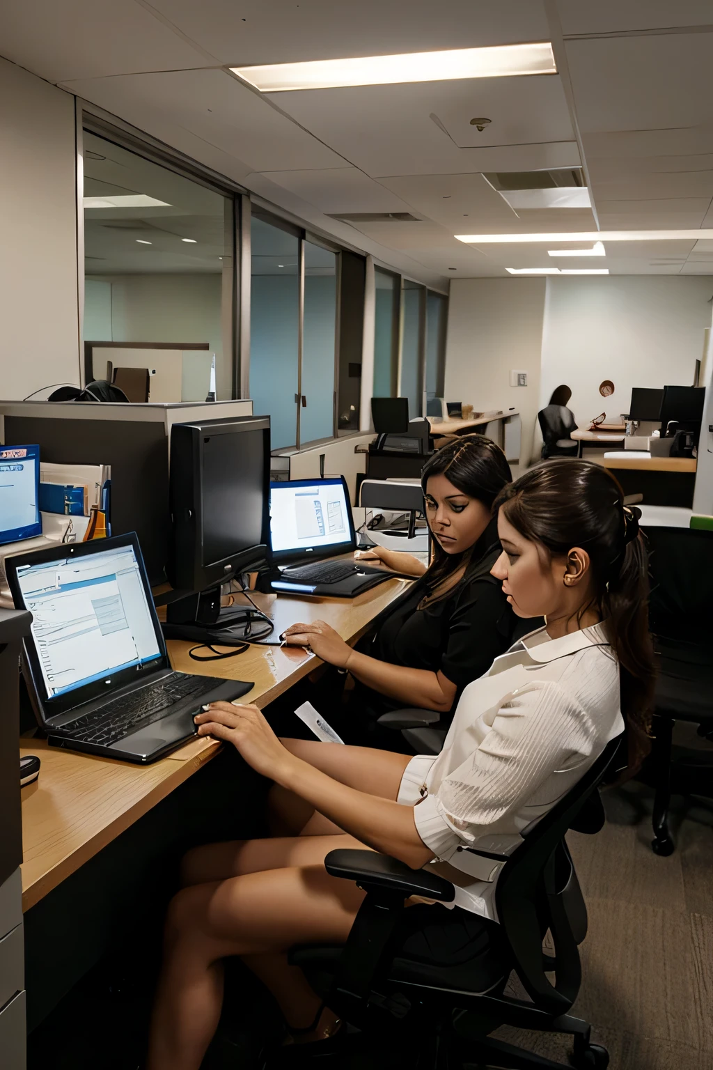 office, 4 employees, working on a computer