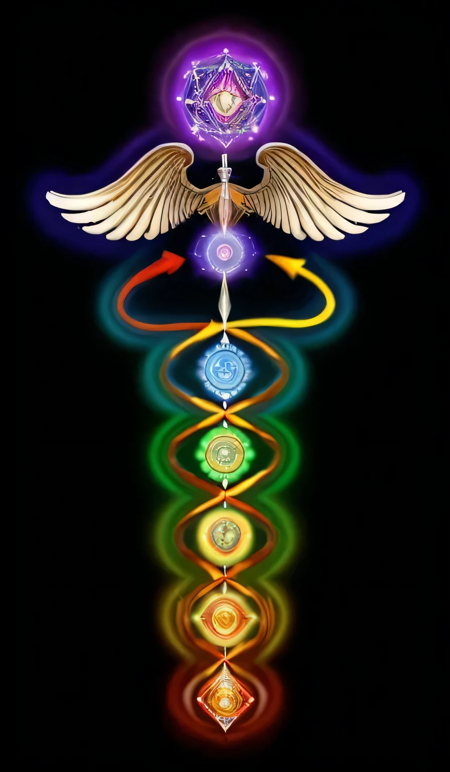 generate an image with dimensions 1920px wide by 1080px high using the reference image in the center of the seven chakras
