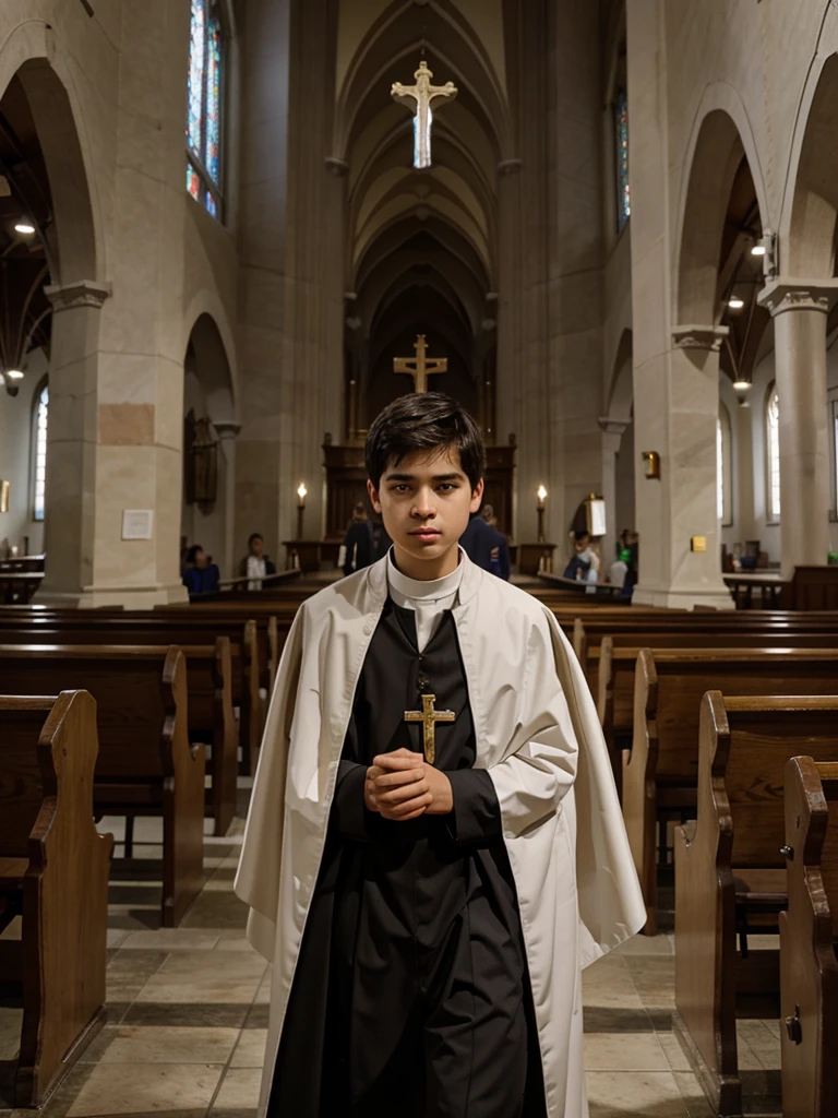 Catholic Priest Boy, Catholic bishop, inside a Catholic church