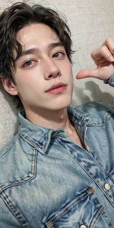 trimmed man in a denim jacket pointing at the camera, Lee Jeno, Jeno, No Je, Lee Jeno, Jeno Lee, homem, jovem, Lee jeno, realista, NCT, NCT Dream, Jeno, masculino, Nct