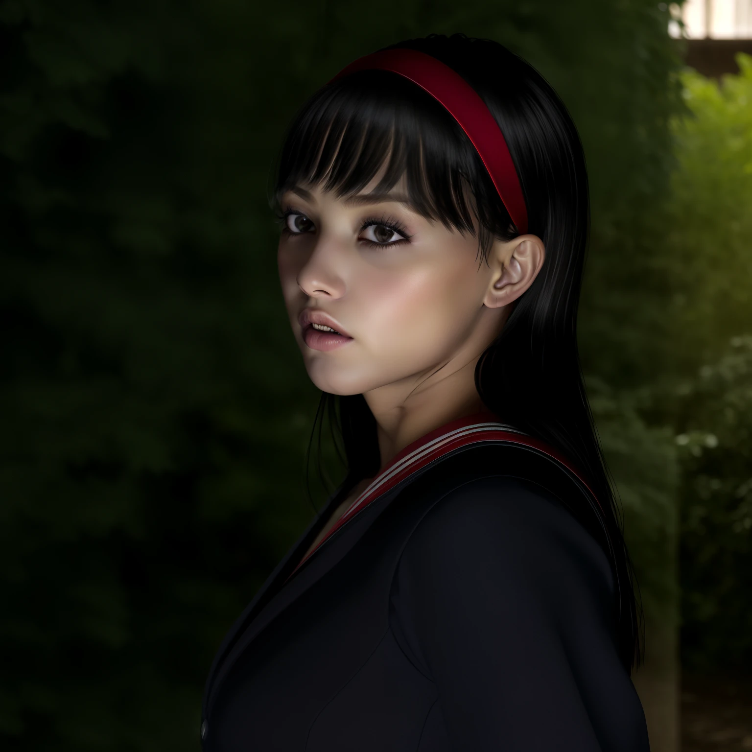 highest quality, ultra high resolution, (realistic:1.8), 1女of子, green_null, blurry, blurry_background, blurry_prospect, branch, bridal_veil, flower嫁, cherry_flower, Chinese_Clothes, curtain_grab, curtains, Day, depth_of_field, flower, flower見, 漢Clothes, lips, length_hair, outdoor, Broke up_lips, flowerびら, pink_flower, pink_theme, plum_flower, shawl, alone, alone_concentrated, spring_\(season\), wood, upper_body, veil, wedding style, wedding style_dress, Wisteria,profile,lower one's chin