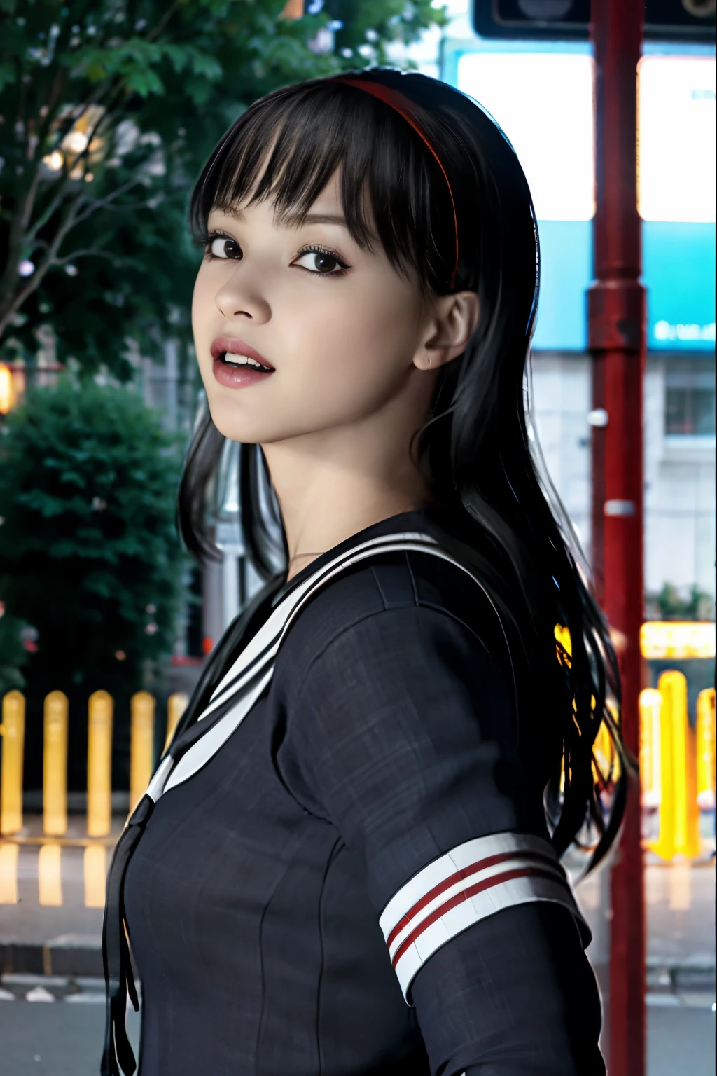 (8K, highest quality, masterpiece:1.2), (realistic, photo-realistic:1.37), Super detailed,highest quality, ultra high resolution, professional lighting, photon mapping, radio city, Physically based rendering, cinematic lighting, late night path,written boundary depth, sharp focus,sunbeam, good composition,(Bokeh:1.2) 1 girl,alone,(whole body), (closed mouth),fine and beautiful eyes, stop temporarily, tight waist,Japanese high school girl, black hair,messy hair,long hair fluttering in the wind,(Ulzzang-6500:1.2)
mix 4, hiqcgbody