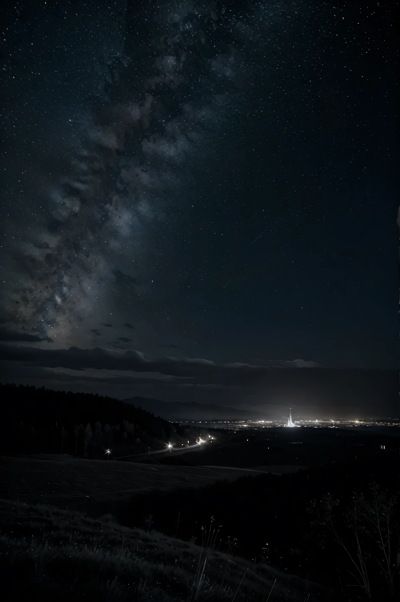 Night sky black and white