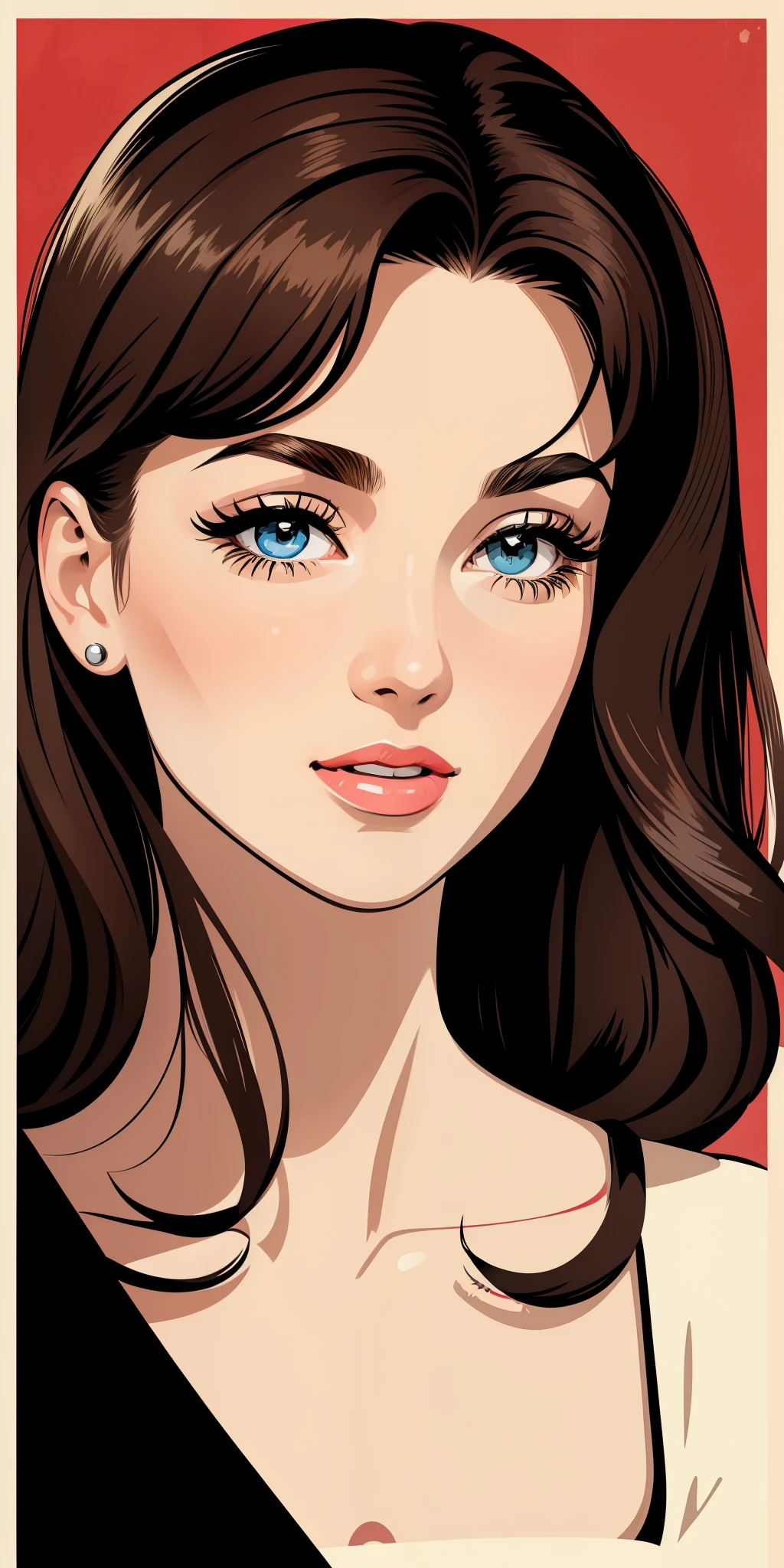 pretty women portrait 1950s poster style, vector-art