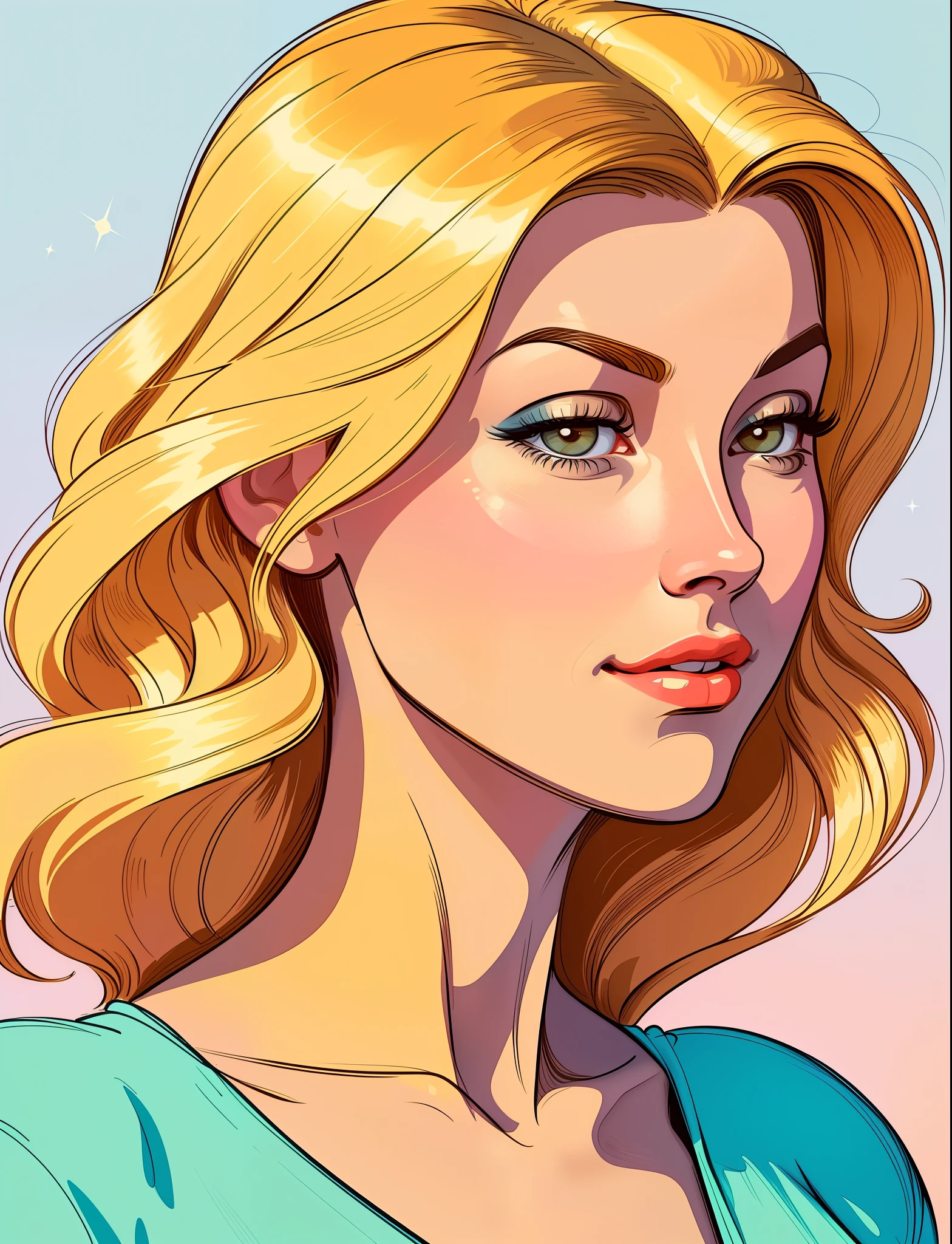 A close-up of a woman's face with a name on it, in digital illustration style, Estilo de arte vectorial, Dibujo de estilo vectorial, a beautiful artwork illustration, Retrato de belleza estilizado, Jen Bartel, cartoon style illustration, stylized digital illustration, retro illustration, Retrato estilizado, Hermoso retrato de Nami, art cover illustration, Belleza Art Nouveau Mujer, vector illustration