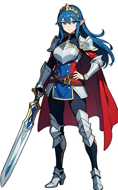 a woman in armor, holding a sword and a sword, gorgeous weiblicher Paladin, Fantasy-Paladin woman, picture of weiblicher Paladin, weiblicher Paladin, alluring Elfe Prinzessin Ritter, Weiblicher Ritter, beautiful Weiblicher Ritter, Lucina aus Fire Emblem, Portrait Knight of the Zodiac Girl, Fantasy-Paladin, of a beautiful Weiblicher Ritter, Elfe Prinzessin Ritter, girl in knight armor, Shlachtfeld im hintergrund