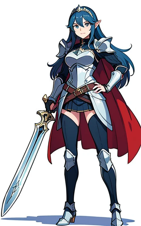 a woman in armor, holding a sword and a sword, gorgeous weiblicher Paladin, Fantasy-Paladin woman, picture of weiblicher Paladin, weiblicher Paladin, alluring Elfe Prinzessin Ritter, Weiblicher Ritter, beautiful Weiblicher Ritter, Lucina aus Fire Emblem, Portrait Knight of the Zodiac Girl, Fantasy-Paladin, of a beautiful Weiblicher Ritter, Elfe Prinzessin Ritter, girl in knight armor, Shlachtfeld im hintergrund