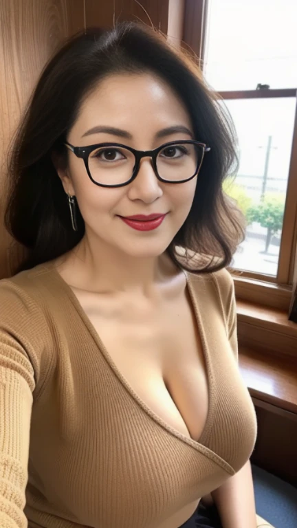 ((photograph))、((real photo)), (masterpiece, highest quality),hot ((mature woman)),Sitting on bed in bedroom,wide hips、big breasts,saggy breasts, (slicked back hair), long skirt, smile, face-to-face audience, earrings, Glasses, cupboard, stove, window, Japanese、((plump 1.4))、(((plump mature woman1.4)))、((big breasts1.5))、bbw,　eyes half closed、　Put your hands together and place them between your thighs



