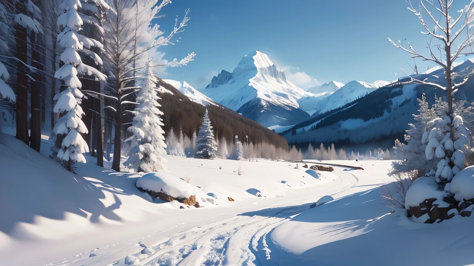 (highres, realisitc, landscape:1.2), snowy mountain,top of the mountain covered in snow,frozen river in the valley,evergreen trees blanket the slopes,rays of sunlight piercing through the clouds,majestic snow-capped peak,crisp and clean air,thin layer of ice on the lake,quiet and serene atmosphere,immense scale of the mountain range,subtle shades of blue and white,pure white snow glistening under the sunlight,detailed texture of the snow-covered rocks,faint mist rising from the mountain stream,far-off mountains fading into the distance,shadow cast by the mountains creating depth,sparkling icicles hanging from the branches of the trees,peaceful and untouched wilderness,unspoiled beauty of nature,mountain range stretching endlessly into the horizon,tranquil and majestic scenery,majestic snow-covered peaks rising into the sky,gradient of colors from white to blue,soaring cliffs and jagged ridges,snowflakes gently falling from the sky,soft and powdery snow covering the ground,peaceful silence interrupted only by the sound of wind gusts. Notice:Image quality may、The description of materials is not suitable for the situation,You can adjust it slightly as needed。