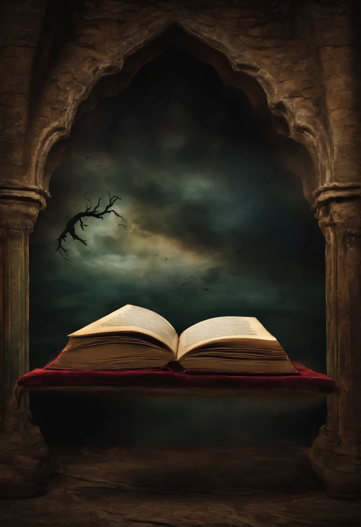 Create a scary looking book image Make the image this wide 1600 px.