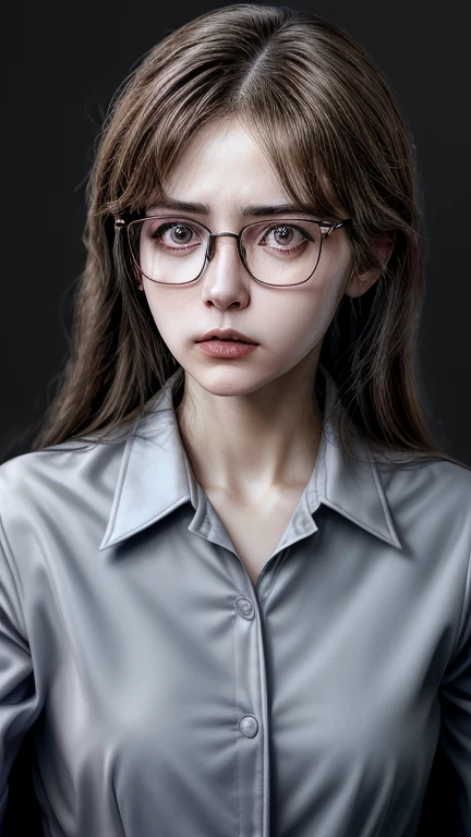 1women with work suit wearing glasses,8k,realistic,super hd,ultra hd,detailed,upper body