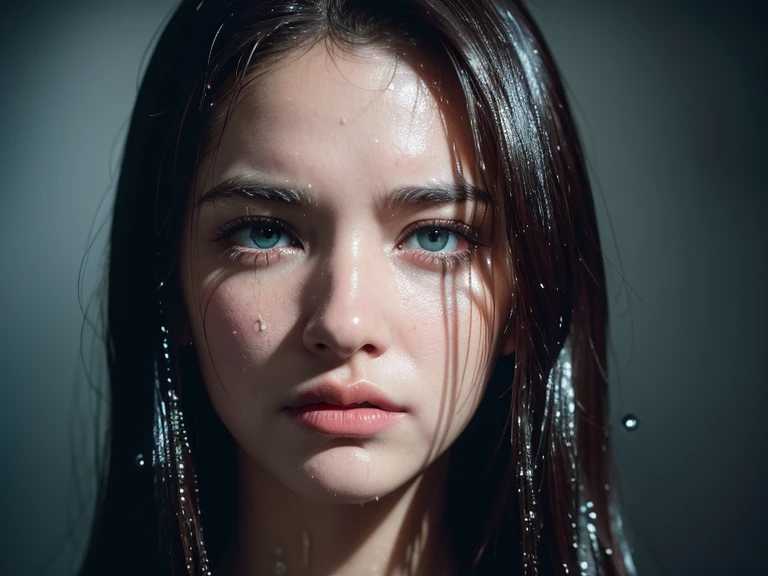 best quality, masterpiece, ultra high resolution, (lifelike:1.4), original photo, 1 girl,
wet hair, wet, water drops on skin, Director Sean MacMillan, Neon pop art style, Photos taken with ektachrome, distorted portrait, surreal sculpture, gothic dark and moody tones, softbox lighting, instax film cries