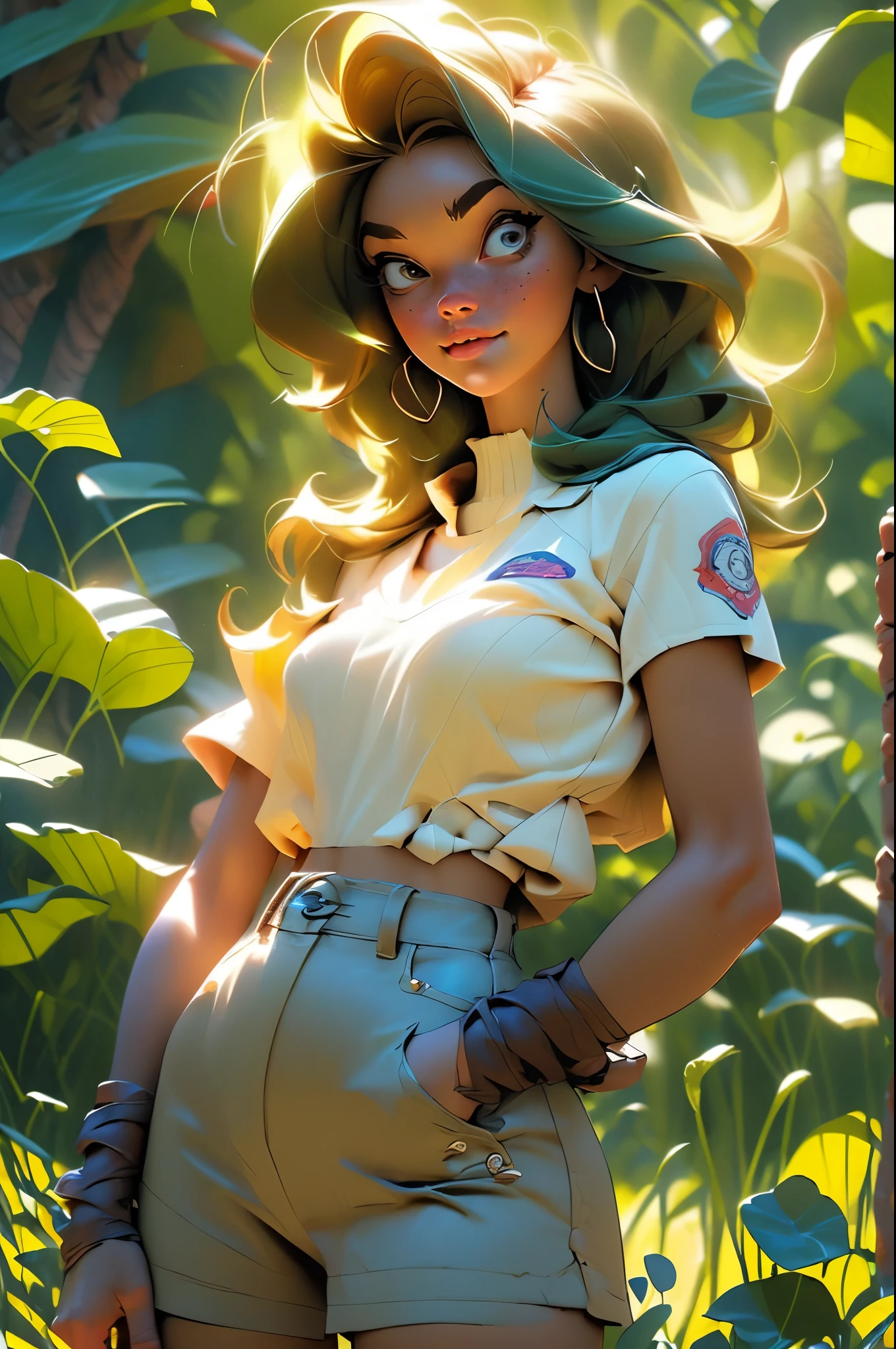 la mejor calidad posible, 8K Ultra Resolution, Stunning illustration, Lo mejor de todo, premiado, como ser el mejor, Cowboy hat Leather belt with buckle, armas en cada mano, Action pose Adds effect at the end., Chaqueta de jeans, scarf neck length, Gafas de sol, light Brown wide pants, ((cian, Brown, colores blancos: 1.5)), epic desert setting: 1.5, Fotorrealista: 1.4, Textura de la piel: 1.4, super masterpiece, super detailed, Hiper detallado, 32k
