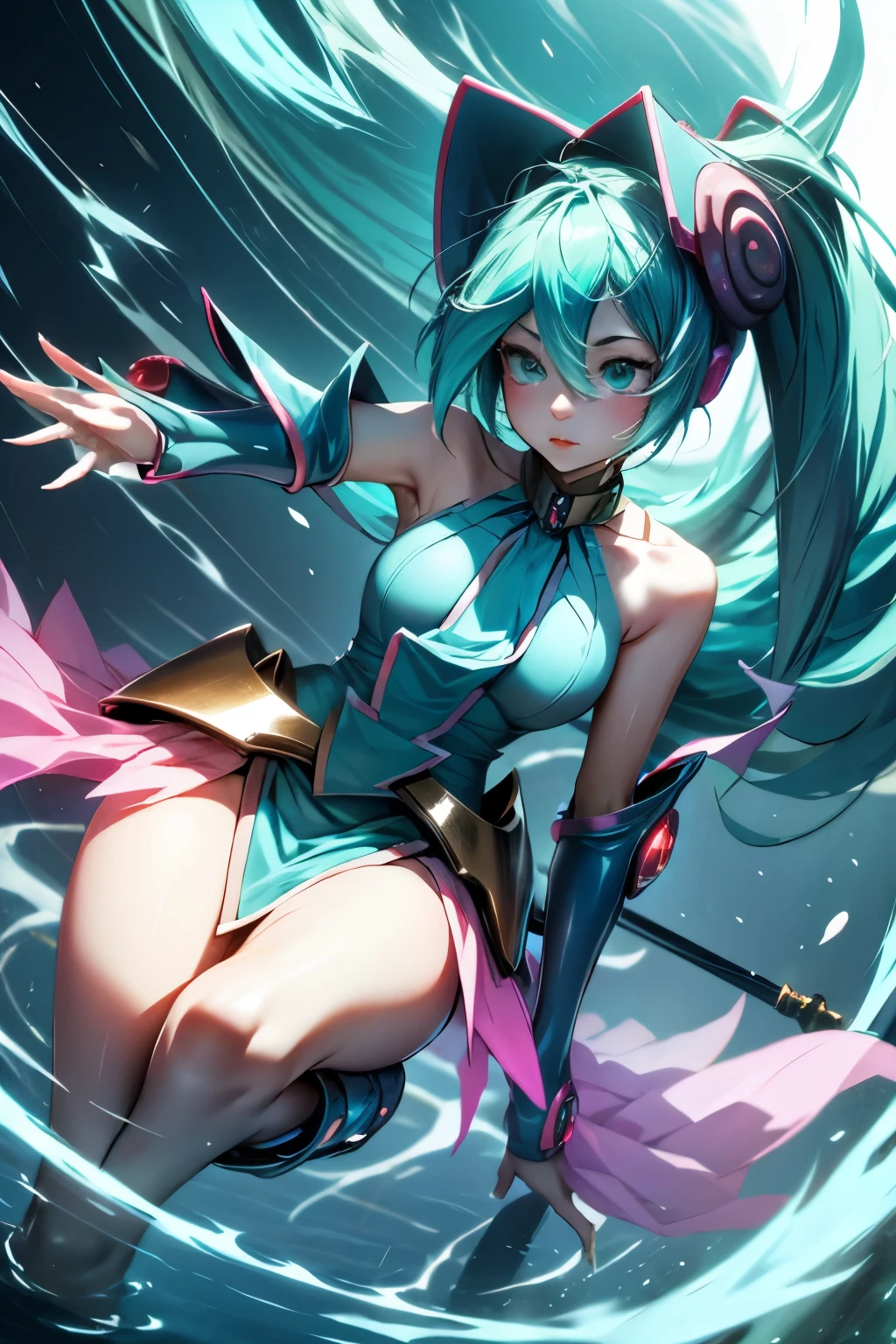 Hatsune Miku disfrazada de dark magician gils.