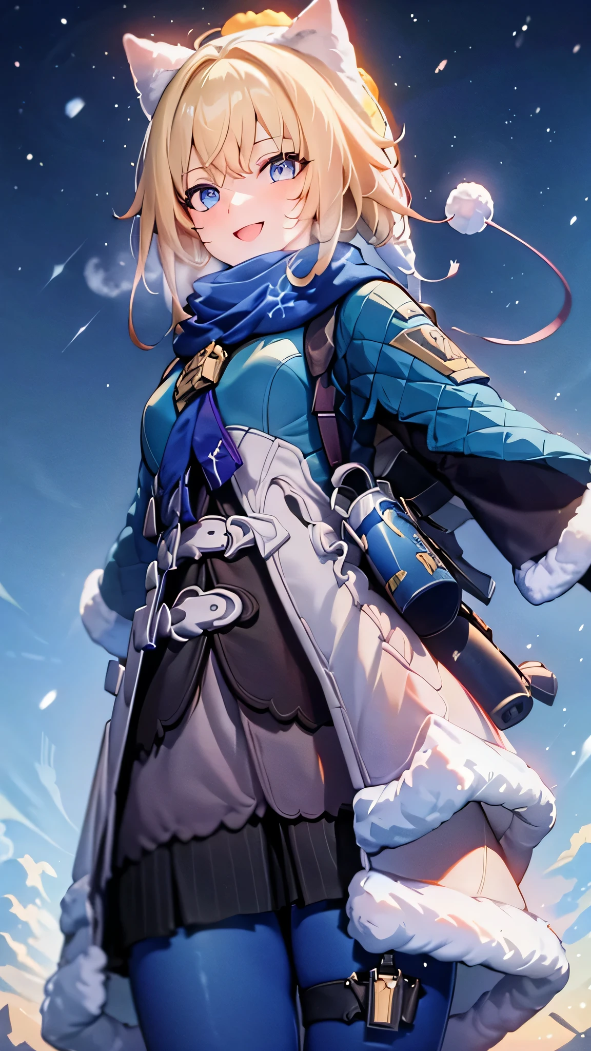 alone, masterpiece, highest quality, very detailed, fine eyes,1 girl, (extremely detailed CG, best quality:1.1), 1girl, perfect face, bright pupils, (finely detailed beautiful eyes:1.1), wide hips, narrow waist, scarf, fur trim, winter clothes, fur-trimmed capelet, print pantyhose, pom pom (clothes), backpack, fur-trimmed boots, elbow gloves, cowboy shot, small breasts, snowing, :d,cowboy shot, from side,
